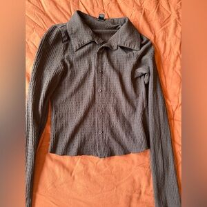 Brown Button-Up Women's Top